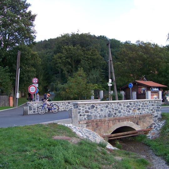 Bridge of Povltavská street over the Přemyšlenský potok in Klecánky