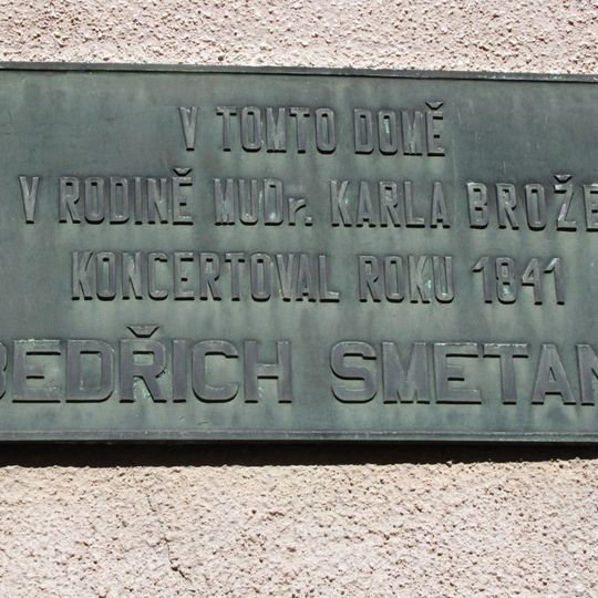 Pamětní deska Bedřicha Smetany ve Smetanově ulici v Rokycanech