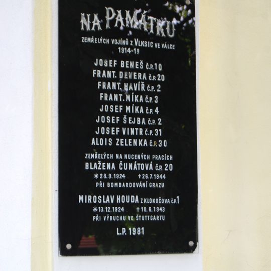 World War I memorial in Vlksice