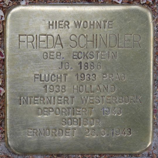 Stolperstein dedicated to Frieda Schindler