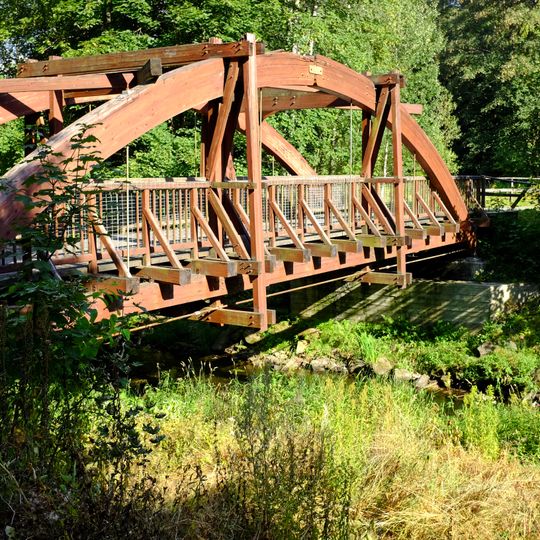 Most přes Svatavu na stezce severozápadně od Kraslic