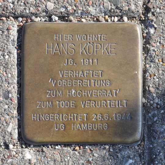 Stolperstein en memoria de Hans Köpke