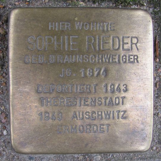 Stolperstein dedicated to Sophie Rieder