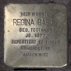 Stolperstein dedicated to Regina Baeck