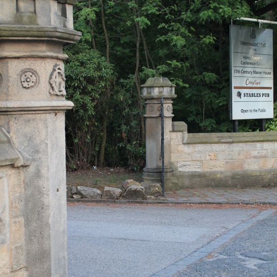Gates, Gate Piers And Flanking Walls At Lodge To Weetwood Hall