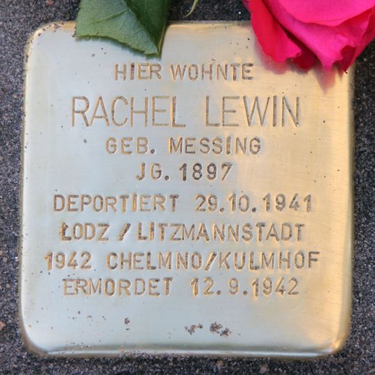 Stolperstein dedicated to Rachel Lewin