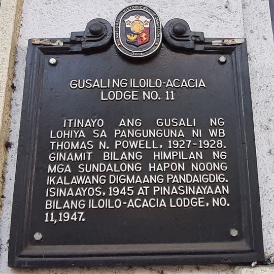 Iloilo-Acacia Lodge No. 11 Building historical marker