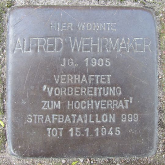 Stolperstein en memoria de Alfred Wehrmaker