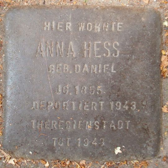Stolperstein dedicated to Anna Hess