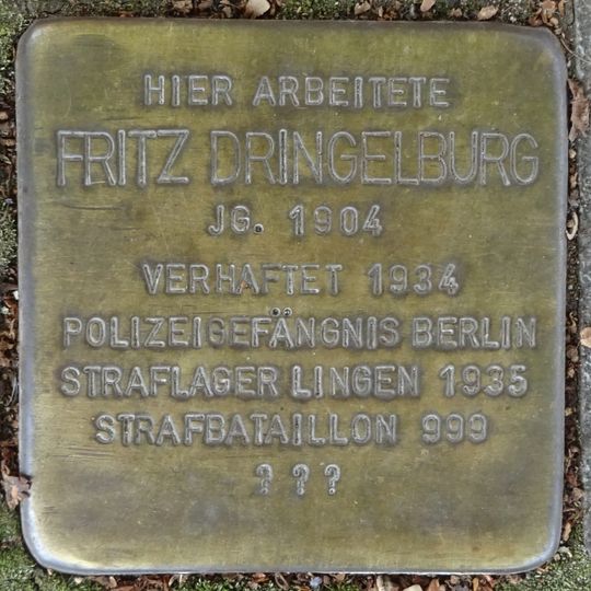 Stolperstein en memoria de Fritz Dringelburg