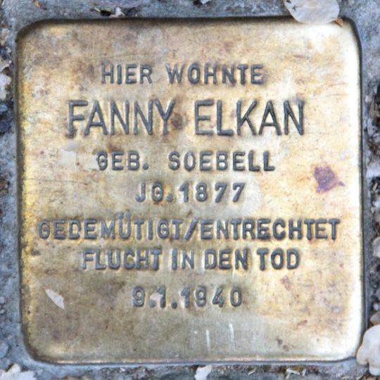 Stolperstein dedicated to Fanny Elkan