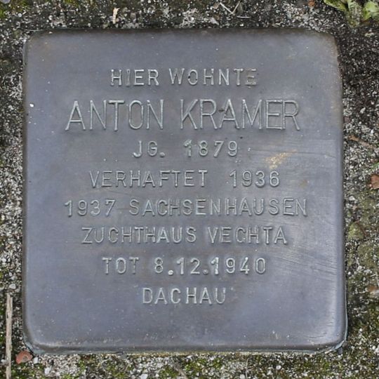 Stolperstein dedicated to Anton Kramer