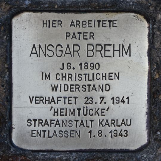 Stolperstein dedicated to Ansgar Brehm