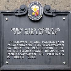 St. Joseph Parish Church, Las Piñas historical marker