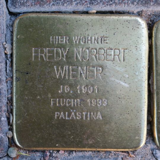Stolperstein dedicated to Fredy Norbert Wiener