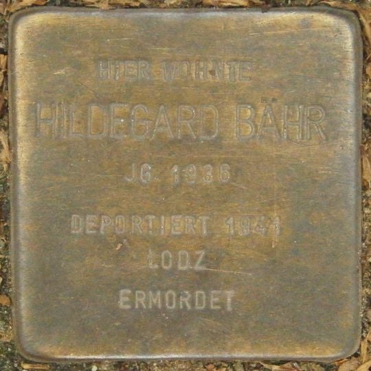 Stolperstein en memoria de Hildegard Bähr