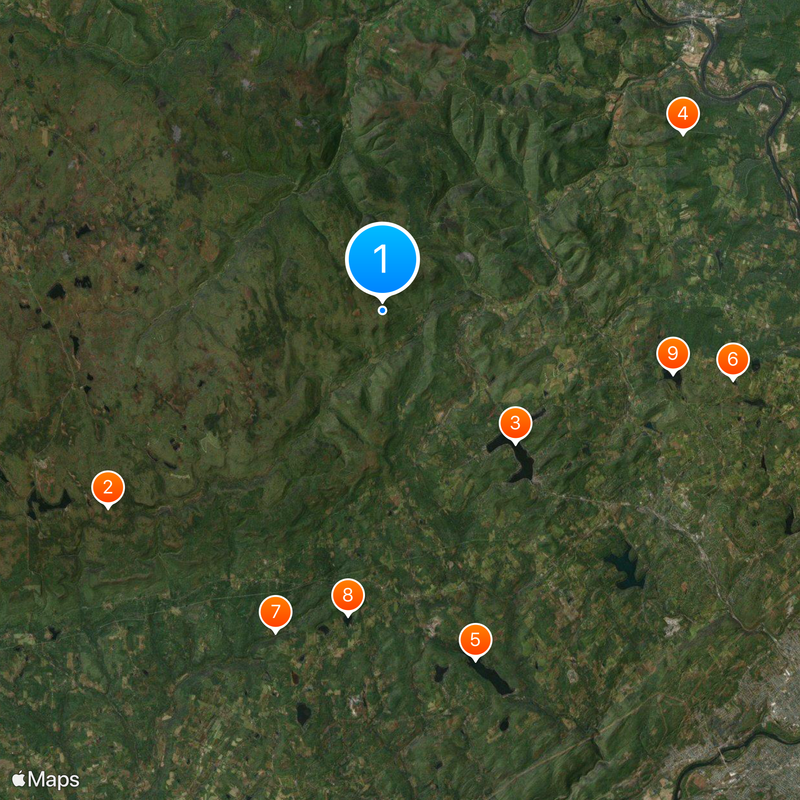 Area codes 570 and 272 Karte