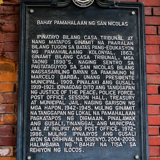 Municipal Hall of San Nicolas historical marker