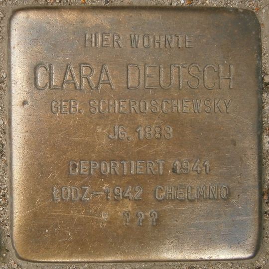Stolperstein dedicated to Clara Deutsch