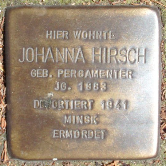 Stolperstein dedicated to Johanna Hirsch
