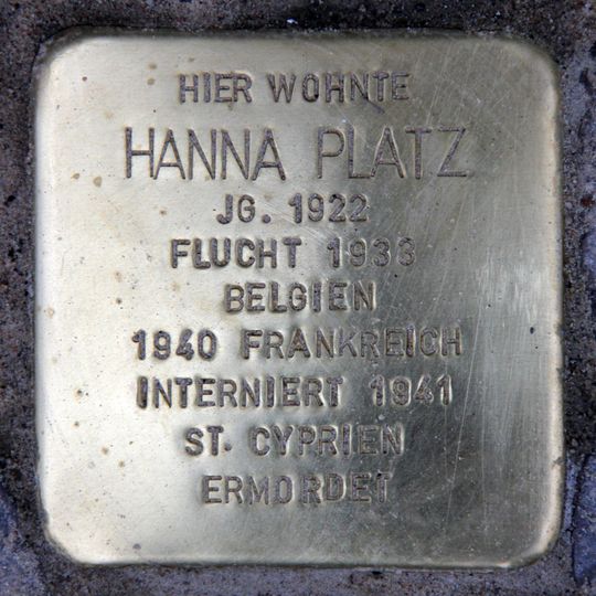 Stolperstein en memoria de Hanna Platz