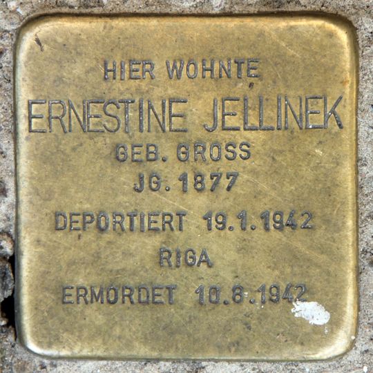Stolperstein dedicated to Ernestine Jellinek