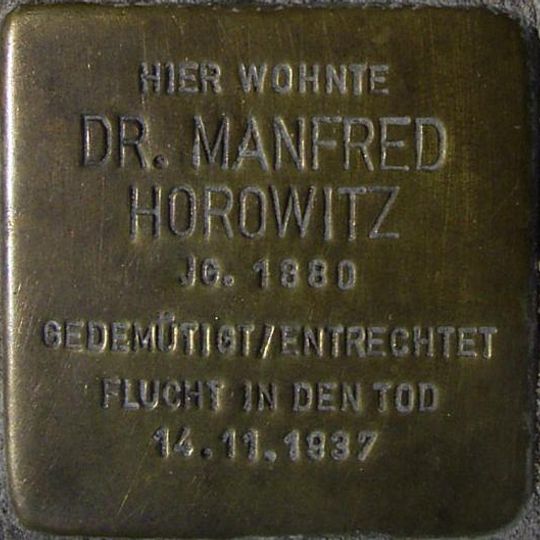 Stolperstein dedicated to Manfred Horowitz