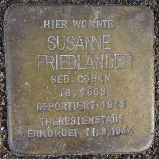 Stolperstein dedicated to Susanne Friedländer