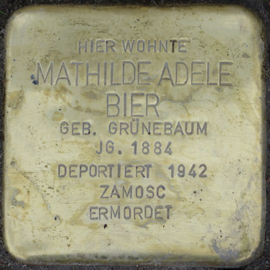 Stolperstein en memoria de Mathilde Adele Bier