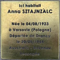 Stolperstein dedicated to Anna Sztajnzalc