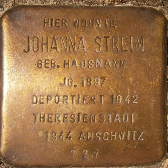 Stolperstein dedicated to Johanna Streim