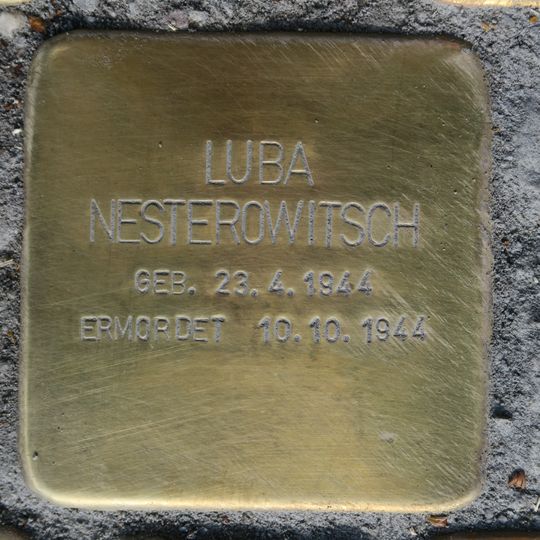 Stolperstein dedicated to Luba Nesterowitsch