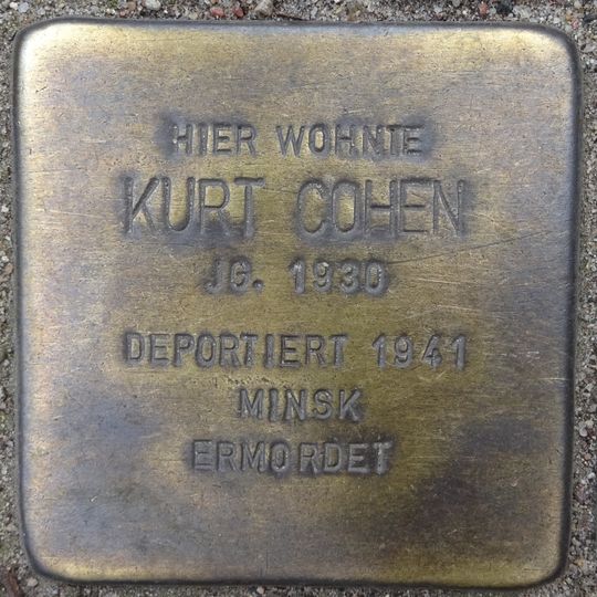 Stolperstein dedicated to Kurt Cohen