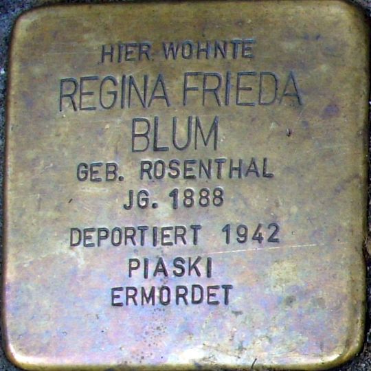 Stolperstein dedicated to Regina Frieda Blum