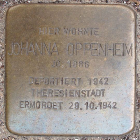Stolperstein dedicated to Johanna Oppenheim