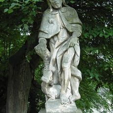 Statue of Saint Roch on the church staircase in Vilémov
