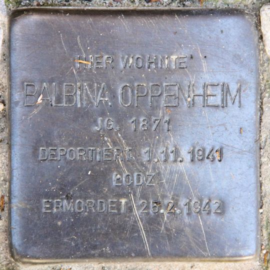 Stolperstein dedicated to Balbina Oppenheim