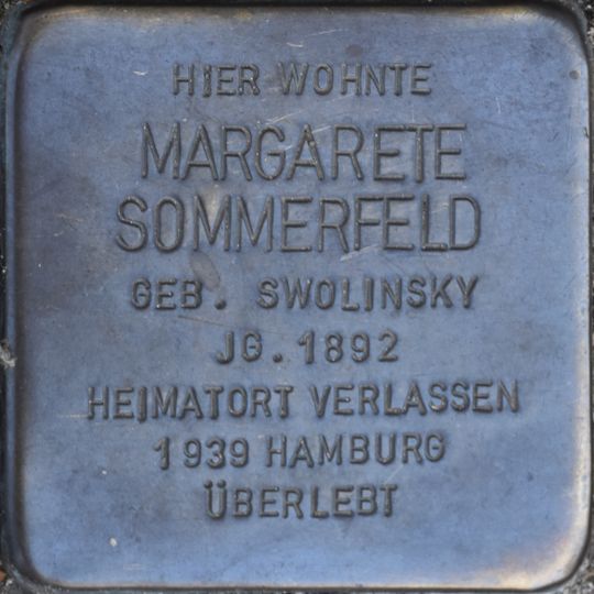 Stolperstein en memoria de Margarete Sommerfeld