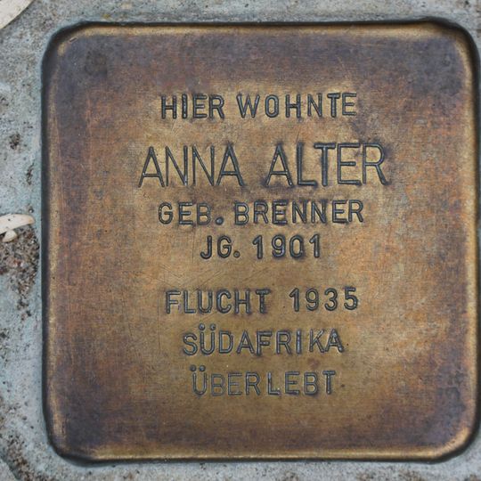 Stolperstein dedicated to Anna Alter