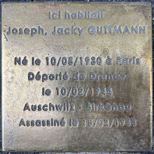 Stolperstein à la mémoire de Joseph Jacky Gutmann