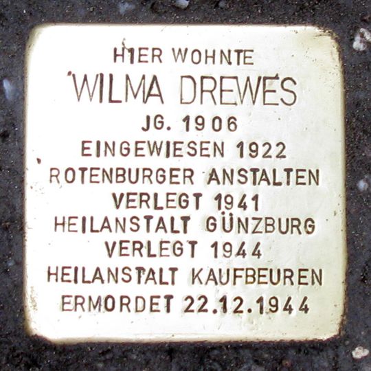 Stolperstein à la mémoire de Wilma Drewes
