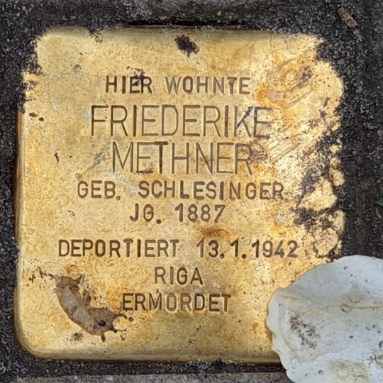 Stolperstein dedicated to Friederike Methner