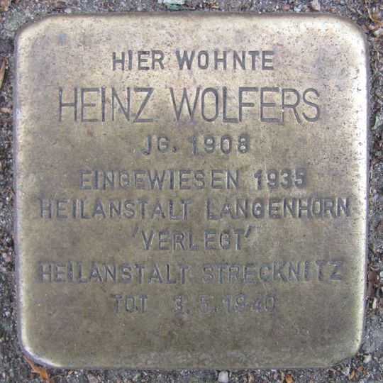 Stolperstein en memoria de Heinz Wolfers