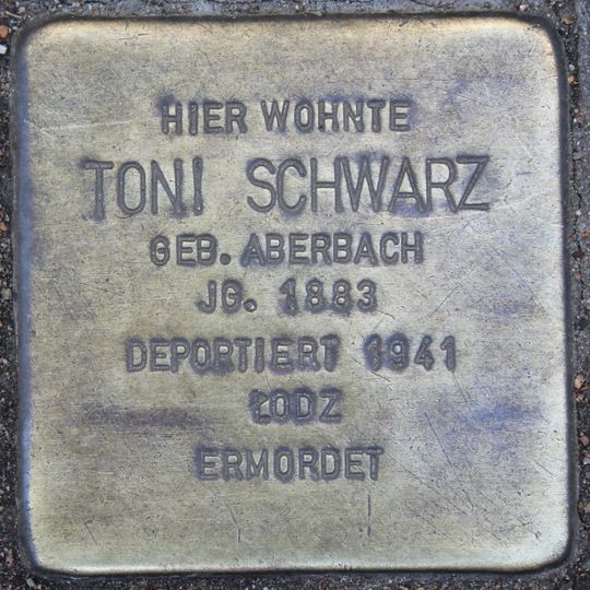 Stolperstein dedicated to Toni Schwarz