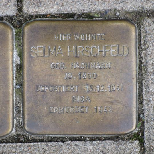 Stolperstein dedicated to Selma Hirschfeld