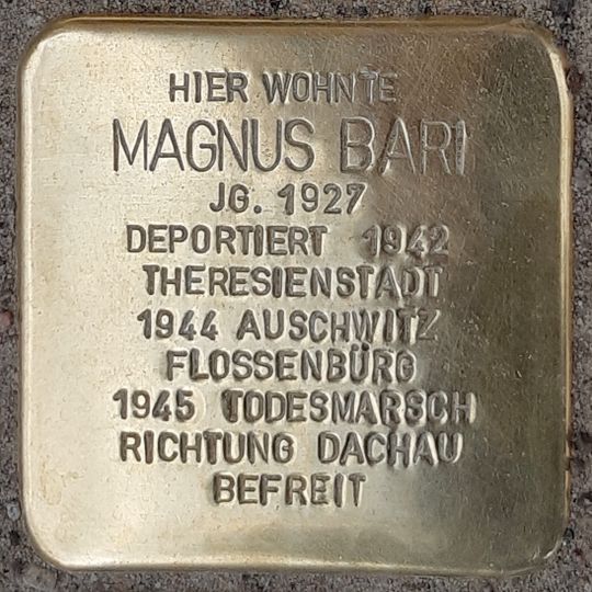 Stolperstein dedicated to Magnus Bari