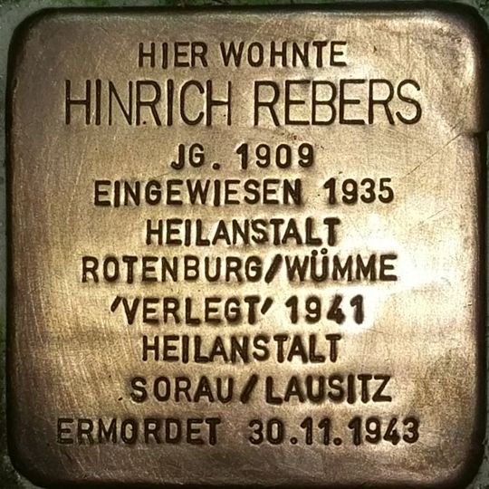 Stolperstein en memoria de Hinrich Rebers