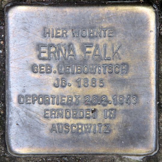 Stolperstein dedicated to Erna Falk
