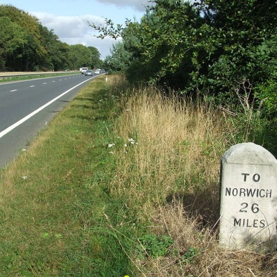 Milestone, Brettenham, Half mile E of large parking layby