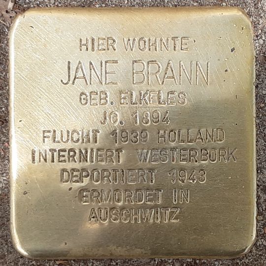 Stolperstein dedicated to Jane Brann
